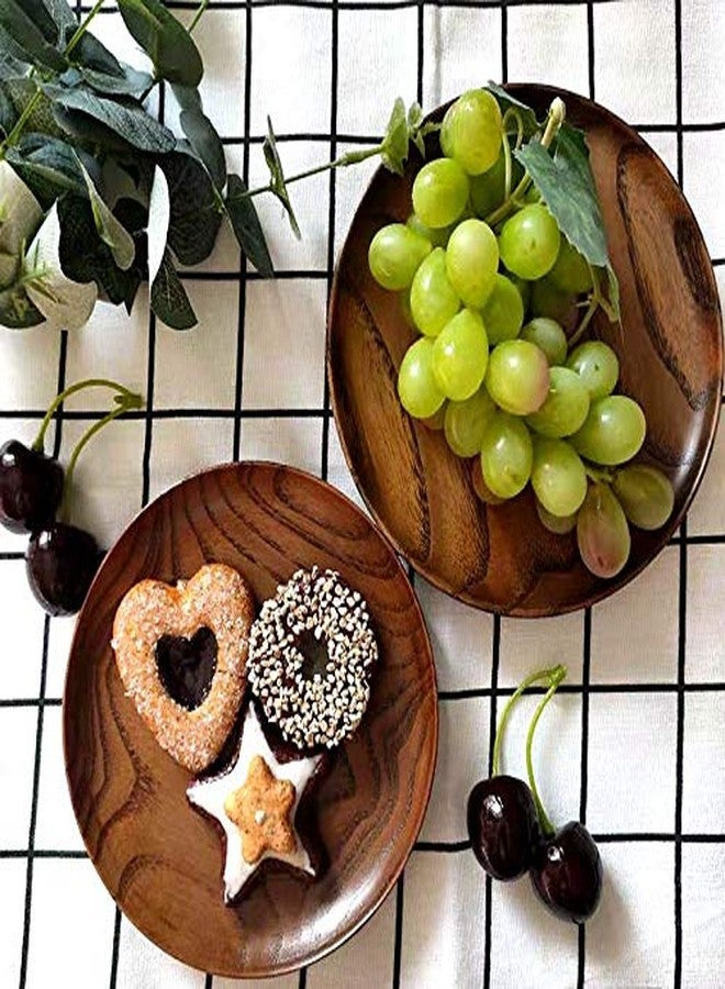 HomeImpel Round Wood Dish, Plate Acacia Wooden for Cake, Sweets Fruit Dessert Coffee Dish, Round Wood Dinner Tableware Plates, Tray for Home Decoration (5.3 Inch) - Image 2